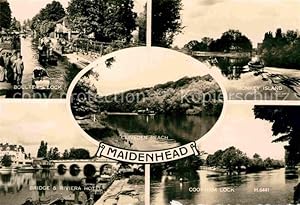 Image du vendeur pour Postkarte Carte Postale Maidenhead Riverside Boulters Lock Monkey Island Cookham Lock Bridge Riviera Hotel mis en vente par Versandhandel Boeger