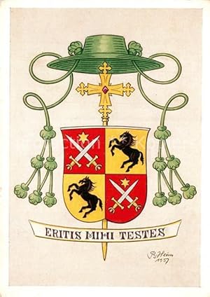 Postkarte Carte Postale Wappen Bischof von Essen Eritis Mihi Testes