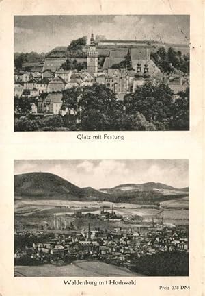 Postkarte Carte Postale Glatz Niederschlesien Ortsansicht mit Festung Waldenburg mit Hochwald