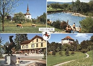 Postkarte Carte Postale Seuzach Teilansichten Schwimmbad Kirche