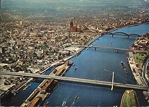 Postkarte Carte Postale Köln Rhein Blick auf Altstadt Dom Severinsbrücke Deutzer Brücke Hohenzoll...