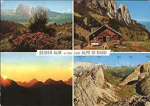 Seller image for Postkarte Carte Postale Seis am Schlern Seiser Alm Alpe di Siusi Dolomiten Abendstimmung Alpenblumen for sale by Versandhandel Boeger