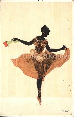 Postkarte Carte Postale Ballett Ballerina Schattenbildkarte