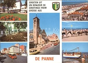 Postkarte Carte Postale De Panne Teilansichten Kirche Strand Reiten Boot Wappen