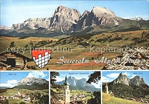 Seller image for Postkarte Carte Postale Seis am Schlern Panorama Dolomiten Seiser Alm Alpe di Siusi Wappen for sale by Versandhandel Boeger