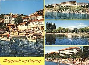 Postkarte Carte Postale Ohrid Hafen Boote Strand Hotels