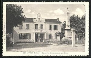 Carte postale Livron, La Mairie et le Monument aux Morts