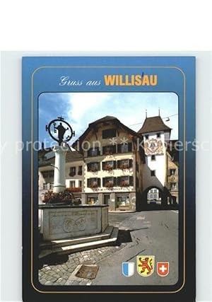 Bild des Verkufers fr Postkarte Carte Postale Willisau Stadtbrunnen und oberes Tor zum Verkauf von Versandhandel Boeger