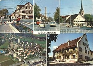 Postkarte Carte Postale Wülflingen Winterthur Strassenpartien Kirche Fliegeraufnahme Gasthof
