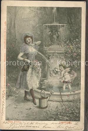 Bild des Verkufers fr Postkarte Carte Postale Zatzka H. Liebesrache Frau Engel Brunnen zum Verkauf von Versandhandel Boeger