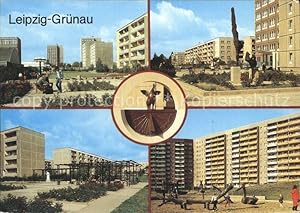 Postkarte Carte Postale Grünau Leipzig Grünauer Allee Sonnenuhr Strasse der Bauarbeiter