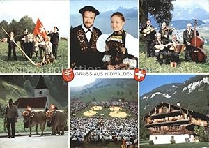 Bild des Verkufers fr Postkarte Carte Postale Nidwalden Unterwalden Kanton Volkstracht Horn zum Verkauf von Versandhandel Boeger
