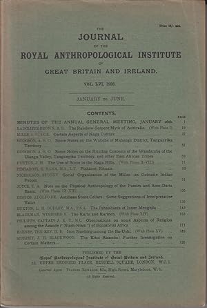 Bild des Verkufers fr The journal of the Royal Anthropological Institute of Great Britain and Ireland. Vol. LVI. 1926 January to June. zum Verkauf von Allguer Online Antiquariat