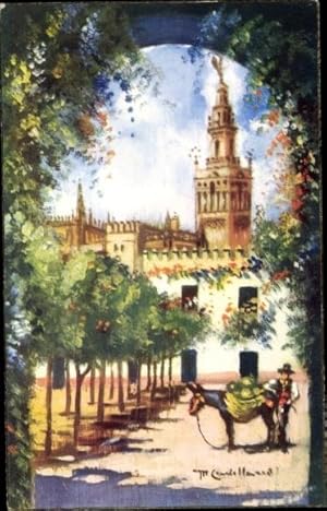 Künstler Ansichtskarte / Postkarte Sevilla Andalusien Spanien, Patio Banderas