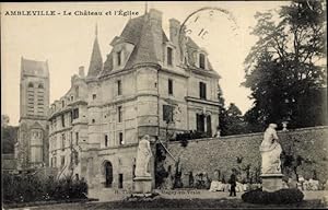 Seller image for Ansichtskarte / Postkarte Ambleville Val d'Oise, Le Chateau et l'Eglise, Schloss, Kirche, Plastiken for sale by akpool GmbH