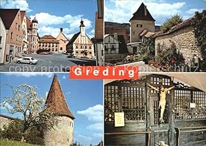 Postkarte Carte Postale Greding Marktplatz Turm Stadtmauer Inri