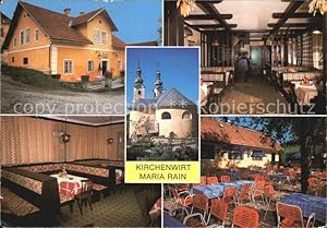 Postkarte Carte Postale Maria Rain Kärnten Gasthof Kirchenwirt Gartenrestaurant Kirche