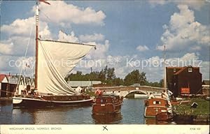 Postkarte Carte Postale Norfolk Wroxham Bridge Segelboot Motorboot