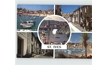 Postkarte Carte Postale St Ives Cornwall Strassenansicht Boot