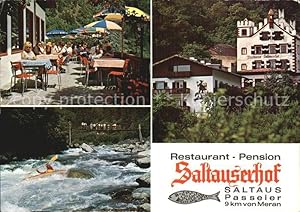 Bild des Verkufers fr Postkarte Carte Postale Saltaus Restaurant Pension Saltauserhof Terrasse mit Dependance Kajakfahren im Wildwasser zum Verkauf von Versandhandel Boeger