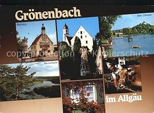 Postkarte Carte Postale Grönenbach Bad Rathaus Bad Clevers Illerschleife Rosen Kuh