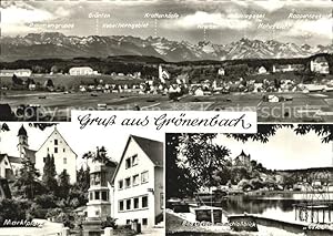 Postkarte Carte Postale Grönenbach Bad Gesamtansicht mit Alpenpanorama Marktplatz Bad Clevers mit...