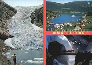 Bild des Verkufers fr Postkarte Carte Postale Olden Nordfjord Briksdalsbreen Gletscher Fjord Wasserfall zum Verkauf von Versandhandel Boeger