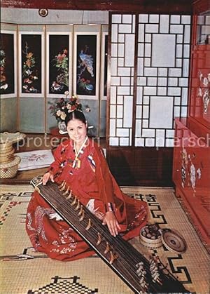 Postkarte Carte Postale Musikinstrument Gayageum Korean Woman