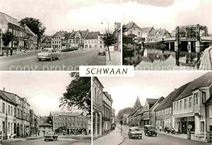Postkarte Carte Postale Schwaan Markt Warnow Pferdemarkt August Bebel Straße