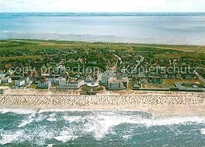 Bild des Verkufers fr Postkarte Carte Postale Wangerooge Nordseebad Strand und Ort Festland Nordseeinsel Fliegeraufnahme zum Verkauf von Versandhandel Boeger