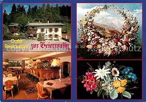 Postkarte Carte Postale Elbigenalp Cafe Restaurant zur Geierwally Blumen