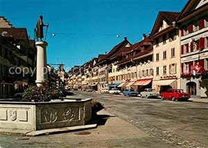 Bild des Verkufers fr Postkarte Carte Postale Willisau Strassenpartie mit Brunnen zum Verkauf von Versandhandel Boeger