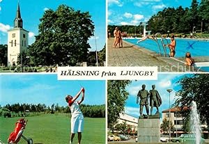 Postkarte Carte Postale Ljungby Kirche Schwimmbad Golfplatz Denkmal