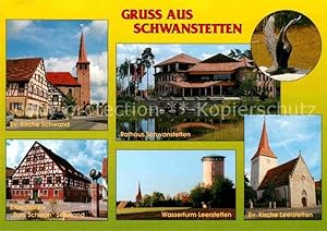 Postkarte Carte Postale Schwanstetten Ev Kirche Schwand Erbschänke Zum Schwan Rathaus Schwanstett...