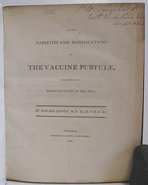 Immagine del venditore per On the Varieties and Modifications of the Vaccine Pustule, Occasioned by an Herpetic State of the Skin. Bound with 2 Other Works by Edward Jenner. 2 of the 3 works are INSCRIBED BY EDWARD JENNER. venduto da Scientia Books, ABAA ILAB