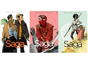 Seller image for SAGA Sci Fi GRAPHIC NOVEL Series by Brian K Vaughan Set of PAPERBACK Volumes 1-3 for sale by Lakeside Books