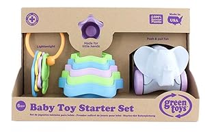 Green Toys Baby Toy Starter Set - Keys / Cups / Elephant Made in USA