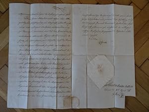 Brief an die kaiserlich königliche Majestät, Brief mit Papiersiegel und Unterschrift.