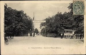 Ansichtskarte / Postkarte Châlons en Champagne Marne, Camp, Entree de l'Hopital Militaire, caleche