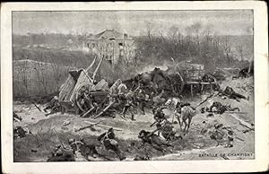 Künstler Ansichtskarte / Postkarte Bataille de Champigny, soldats, maison