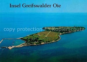 Postkarte Carte Postale Greifswalder Oie Fliegeraufnahme Insel mit Leuchtturm