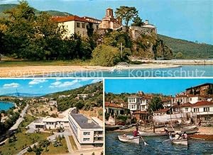 Postkarte Carte Postale Ohrid Hafen Kirche am Meer