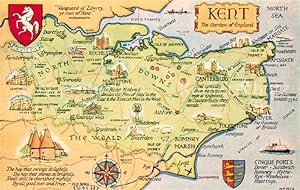 Postkarte Carte Postale Canterbury UK Map of the Kent Landkarte