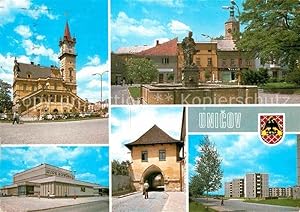 Postkarte Carte Postale Unicov Mährisch-Neustadt Radnice Namesti 9. kventa s kasnou Kino Medelska...