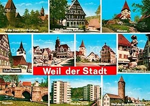 Bild des Verkufers fr Postkarte Carte Postale Weil der Stadt Storchenturm Turm an der Wrm Keplermuseum Merklingen Schafhausen Rathaus Hausen Brcke zum Verkauf von Versandhandel Boeger