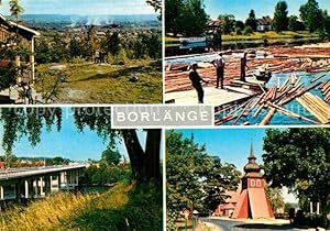 Postkarte Carte Postale Borlänge Holzfäller Kirche Brücke