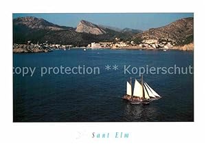 Bild des Verkufers fr Postkarte Carte Postale Sant Elm Segelschiff Blick aufs Festland Berge Fliegeraufnahme zum Verkauf von Versandhandel Boeger