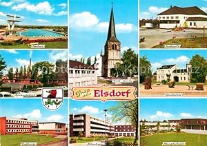 Postkarte Carte Postale Elsdorf Rheinland Freibad Zuckerfabrik Rathaus Kirche Altenheim Schule Sp...