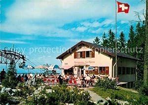 Bild des Verkufers fr Postkarte Carte Postale Pilatus Frkmntegg Berghus Restaurant Terrasse Bergbahn Schweizer Flagge zum Verkauf von Versandhandel Boeger