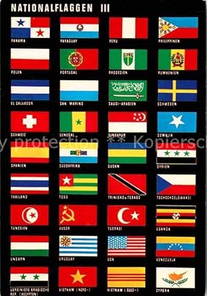 Postkarte Carte Postale Fahnen Nationalflaggen Panama Peru Rhodesien Somalia Togo Zypern